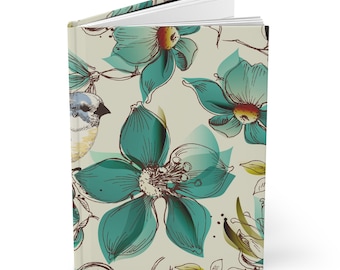 Floral Matte Hardcover Journal, Elegant and Functional Notebook for Writing and Sketching, Vibrant Colors, Durable Cover, 150 Lined Pages