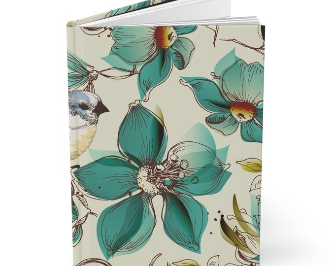 Floral Matte Hardcover Journal, Elegant and Functional Notebook for Writing and Sketching, Vibrant Colors, Durable Cover, 150 Lined Pages