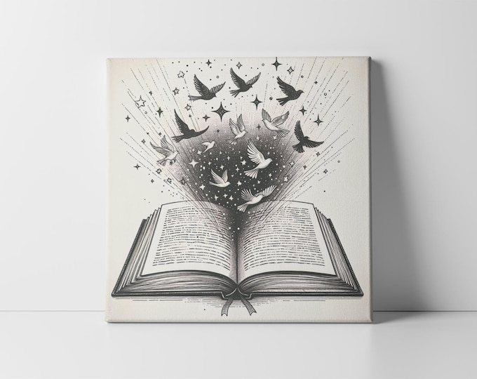 Magical Book Decor - Framed Literary Wall Art with Sparkles and Stars, Reading-Themed Poster for Bibliophiles and Story Lovers