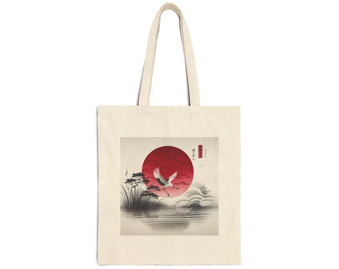 Serene Landscape Cotton Tote Bag - Minimalist Nature Canvas Tote, Eco-Friendly Reusable Bag for Market, Work, or Travel