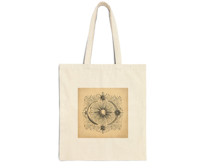 Vintage Floral Cotton Tote Bag - Retro Nature Canvas Tote, Reusable Grocery Bag for Farmers Market, Beach, or Everyday Use
