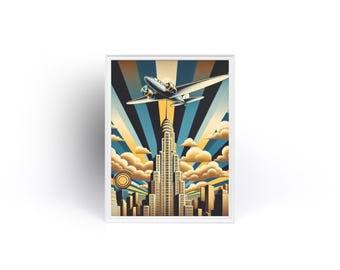Vintage Cityscape Travel Poster - Framed Wall Art for Wanderlust Lovers, Retro Urban Landscape Print, Horizontal Home Decor