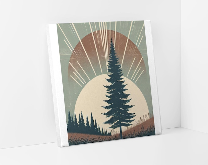 Nature-Inspired Framed Poster, Vertical Wall Art for Serene Home Decor, Misty Forest Landscape Picture, Mountain Silhouettes Print
