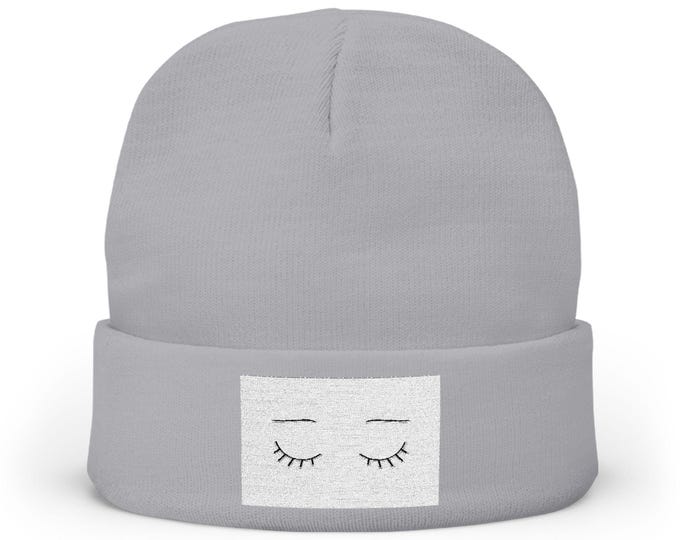 Embroidered Eyes Knit Beanie - Cozy Winter Hat with Unique Eye Design