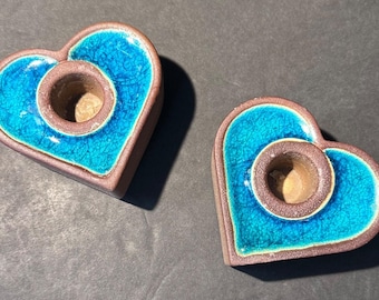 VTG Soholm Pottery Heart Candleholders (2) Denmark Scandinavian Design 1960's