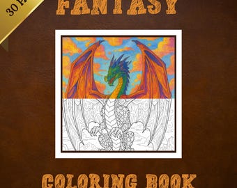Fantasy Coloring Book: 30 Magical Creatures, Castles, Landscapes (PDF)