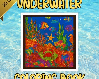 Underwater Coloring Book: Instant Download PDF Coloring Pages