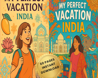 India Coloring Book for Adults - 60 Pages, Instant Download, PDF File