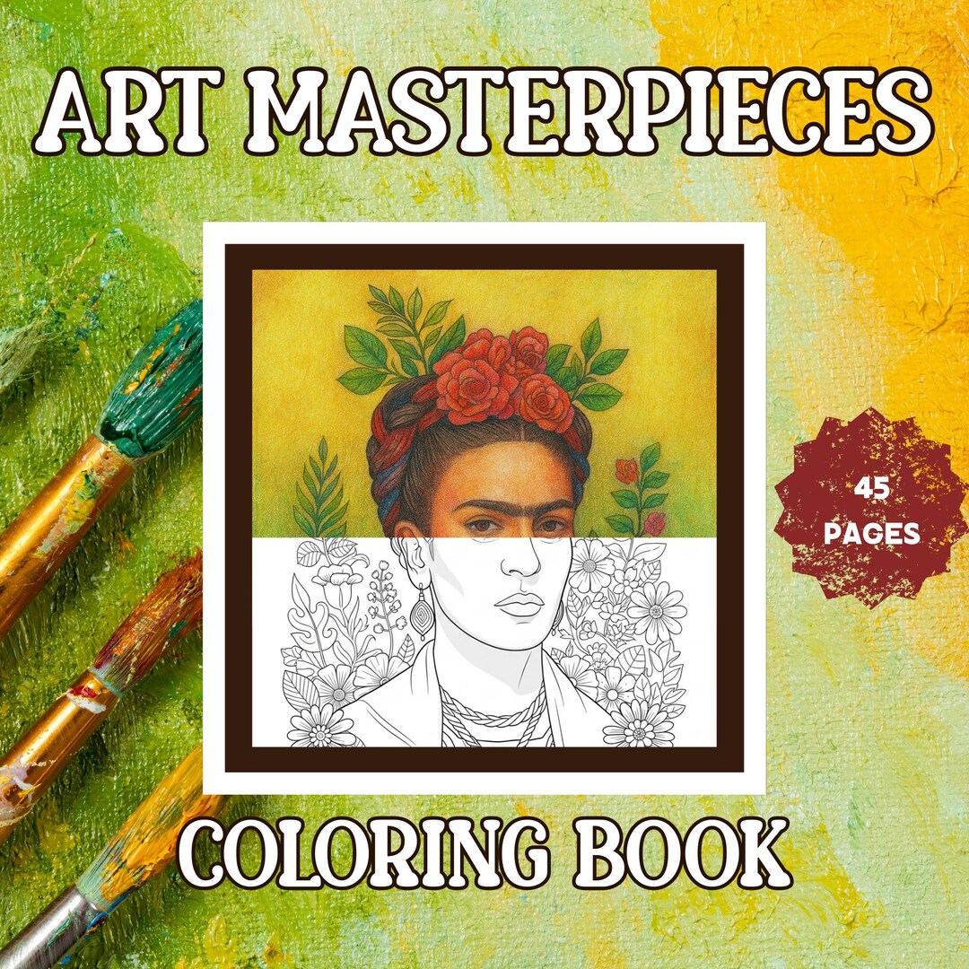 Art Masterpieces Coloring Book | 45 Iconic Painting Pages (printable ...