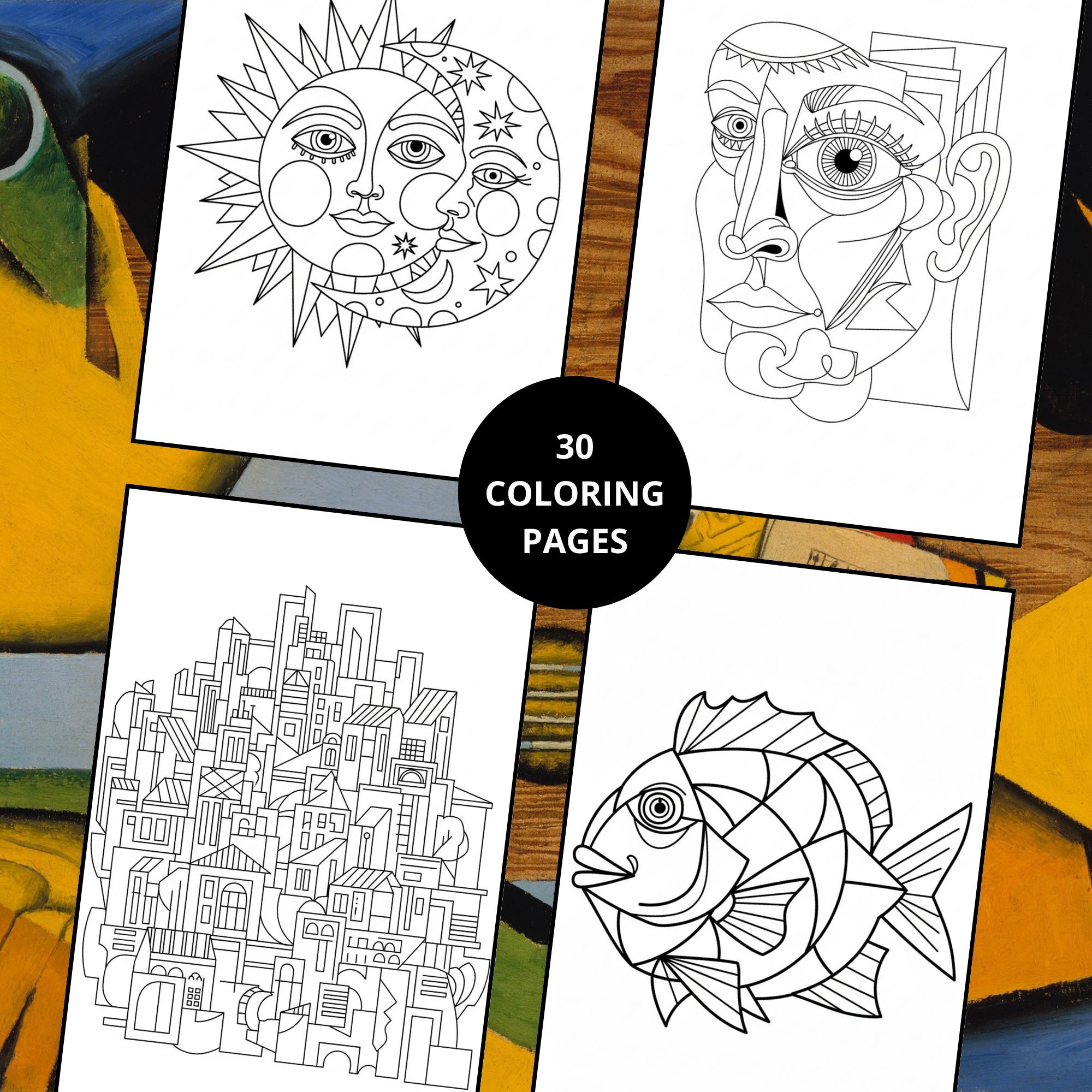 Picasso Style Coloring Book for Adults | 30 Abstract Cubism Pages ...