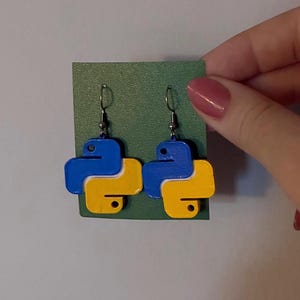 Linux + Python Earrings & Keychain | Computer Science Mascot | Handpainted | 3D-Printed | Software Engineer Gifts | Programmer Present image 3