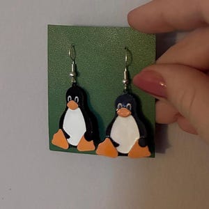 Linux + Python Earrings & Keychain | Computer Science Mascot | Handpainted | 3D-Printed | Software Engineer Gifts | Programmer Present