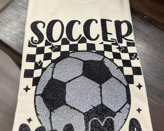 Camiseta Soccer Mama, con purpurina, a cuadros Soccer Mama