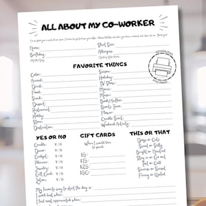 Favorite Things List All About Me Printable Survey Employee Favorites List Team Building Teacher Favorites All About My Teacher Get To Know