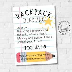 Backpack Blessing Backpack Blessing Tags Backpack Tag Backpack Tags Backpack Prayer Preschool Backpack Bless This Backpack Bookbag Blessing