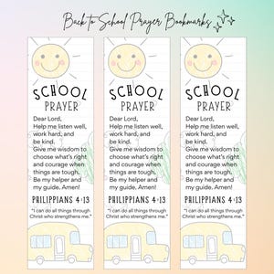 First Day of School Prayer Bookmark Back to School Prayer Bookmark Christian School Gift Tag Backpack Blessing Teacher Bible Bookmarks