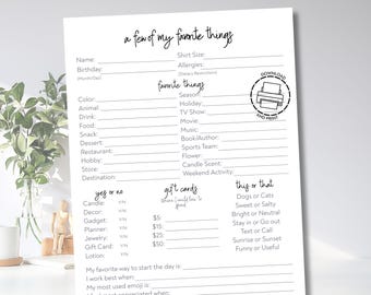 Favorite Things List All About Me Printable Survey Employee Favorites List Team Building Teacher Favorites All About My Teacher Get To Know
