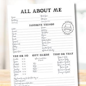 Favorite Things List All About Me Printable Survey Employee Favorites List Team Building Teacher Favorites All About My Teacher Get To Know