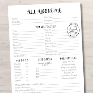 Favorite Things List All About Me Printable Survey Employee Favorites List Team Building Teacher Favorites All About My Teacher Get To Know
