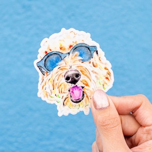 Goldendoodle Vinyl Sticker, Golden Doodle Vinyl Decal, Laptop Sticker