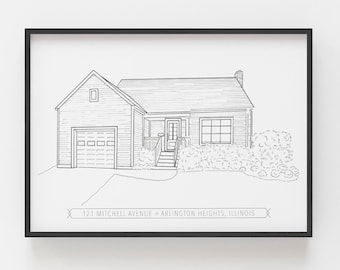 Benutzerdefinierte Home Portrait, Haus Zeichnung, 8 x 10 personalisierte Home Illustration, Tinte Home Skizze, Familie zu Hause Zeichnung