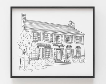 Custom House Illustration, House Portrait, Custom House Drawing, First House, House Print, Home Illustration, Realtor Gift