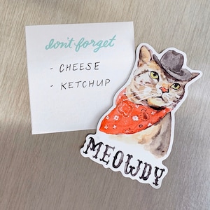 Meowdy Cat Magnet, Texas Magnet, Cowboy Cat, Funny Cat Fridge Magnet, Refrigerator Magnets, Cat Lover Gift image 1