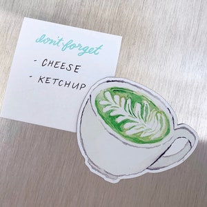Matcha Vinyl Magnet, Matcha Green Tea,  Matcha Latte Refrigerator Magnet, Matcha Lover Gift, Fridge Magnet, Foodie Magnets