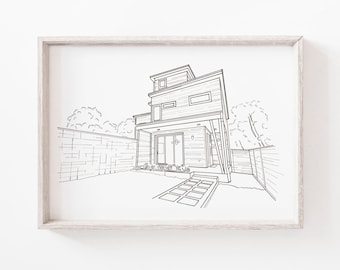 Custom House Illustration, House Portrait, Custom House Drawing, First House, House Print, Home Illustration, Realtor Gift