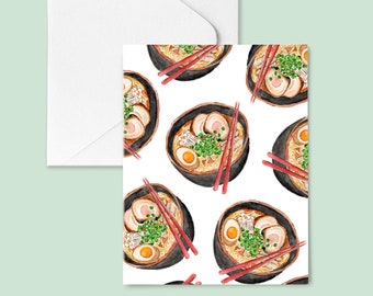 Ramen Card, Ramen Noodle Greeting Card, Send Noods Asian Noodles Stationery, Note Card