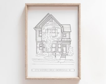 Benutzerdefinierte Home Portrait, Haus Zeichnung, 5 x 7 personalisierte Haus Illustration, Tinte Home Skizze, Familie zu Hause Zeichnung