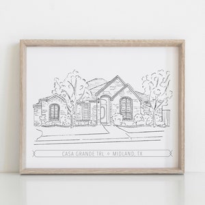 Custom Home Portrait, House Drawing, Personalized Home Illustration, Ink Home Sketch, Family Home Drawing, Housewarming Gift