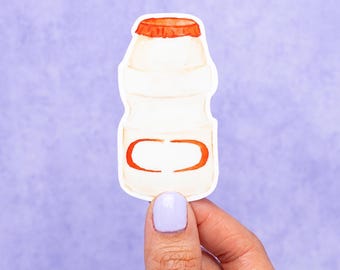 Yakult Probiotic Drink Sticker, Cute Asian Drink Vinyl Sticker, Kawaii Watercolor Yakult Bottle, Foodie Stationery