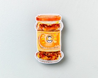 Chili Oil Flexible Vinyl Magnet • Foodie Kitchen Decor • Hand-Painted Chili Crisp Art Gift
