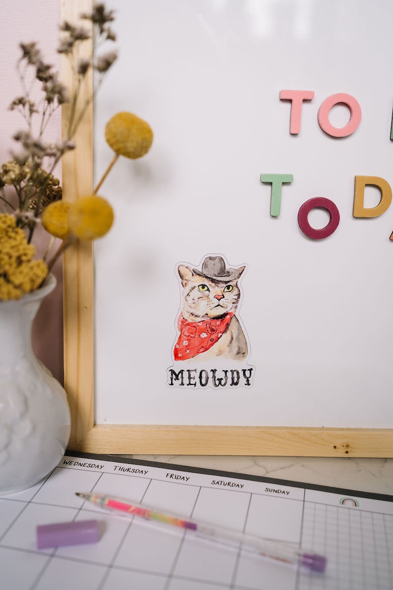 Meowdy Cat Magnet, Texas Magnet, Cowboy Cat, Funny Cat Fridge Magnet, Refrigerator Magnets, Cat Lover Gift image 5