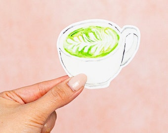 Matcha Latte Vinyl Sticker, Matcha Green Tea, Matcha Waterproof Sticker, Laptop Stickers, Water Bottle Stickers, Matcha Lover Gift,