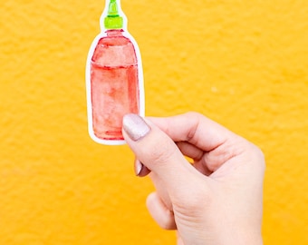 Sriracha Vinyl Sticker, Hot Sauce Sticker, Sriracha Decal, Siracha Sticker, Spicy Vietnamese Pho, Hot Sauce, Small Gift, Laptop Decal