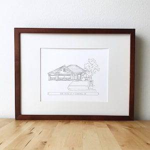 Custom Home Portrait, House Drawing, Personalized Home Illustration, Ink Home Sketch, Family Home Drawing, Housewarming Gift image 1