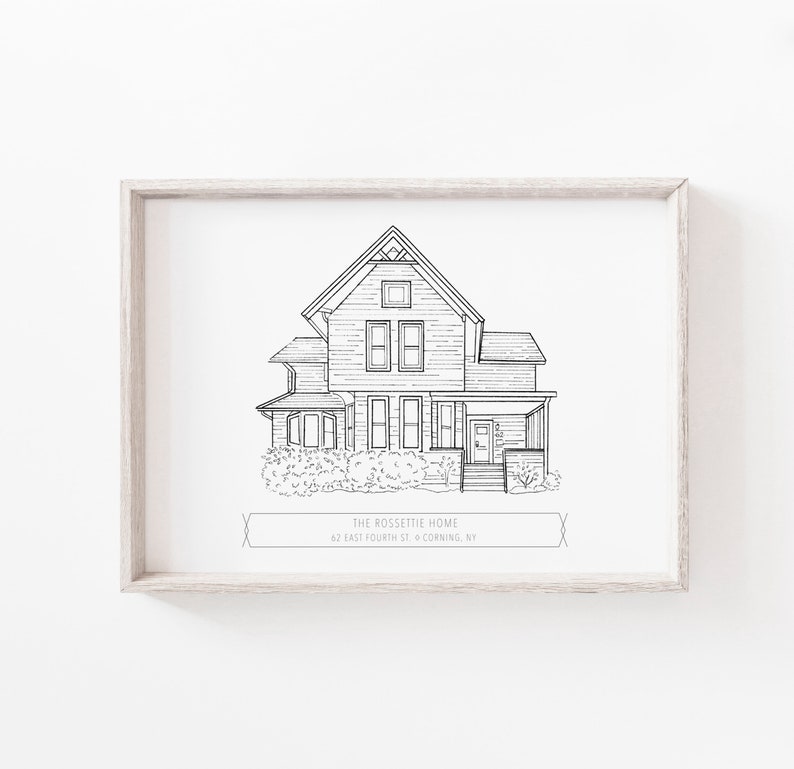 Custom Home Portrait, House Drawing, Personalized Home Illustration, Ink Home Sketch, Family Home Drawing, Housewarming Gift image 7