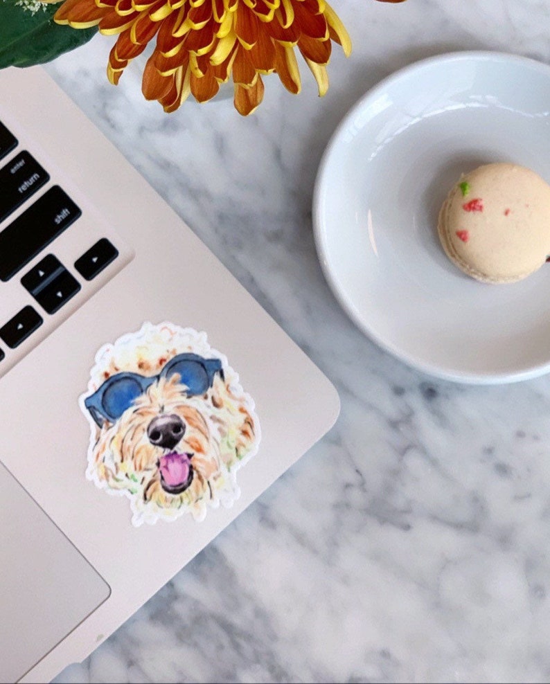 Goldendoodle Vinyl Sticker, Golden Doodle Vinyl Decal, Laptop Sticker image 2