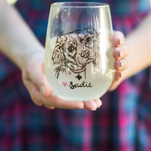 Dog and Cat Wine Glass Set of Two, Personalized Cat Wine Glass Set, Cat Dog Lover Gift, Cat Portrait Wine Glasses, Custom Wine Glasses image 10