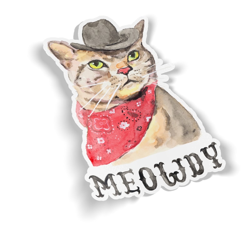 Meowdy Cat Vinyl Sticker, Cowboy Cat Decal, Texas Decal, Texas Vinyl Stickers, Texas Laptop Sticker, Gift for Cat Lover image 4