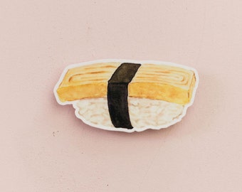 Cute Sushi Sticker, Tamago Egg Sushi Vinyl Sticker, Asian Food Lover Gift, Asian Food Sticker