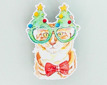 Christmas Cat Magnet, Funny Cat Fridge Magnet, Refrigerator Magnets, Cat Lover Gift Stocking Stuffer