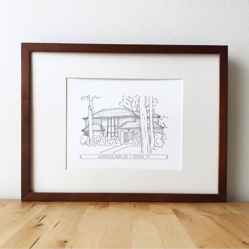 Custom Home Portrait, House Drawing, Personalized Home Illustration, Ink Home Sketch, Family Home Drawing, Housewarming Gift image 2