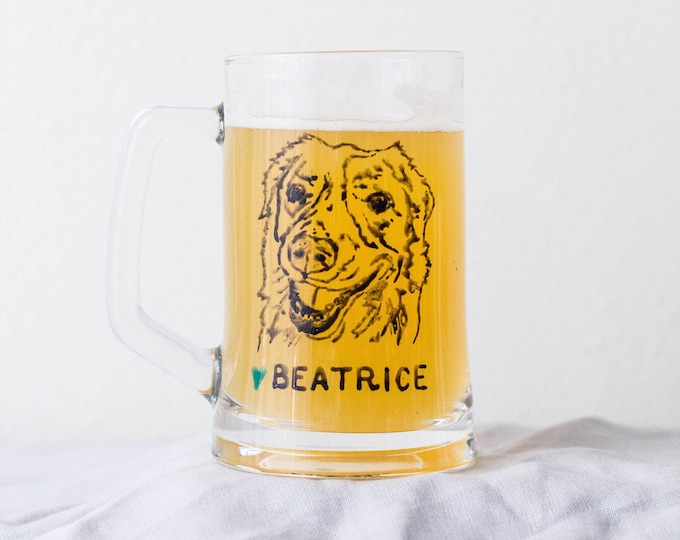 Dog Beer Mug, Beer Lover Gift, Dog Lover Gift, Personalized Beer Mug, Custom Beer Mug, Dates, Gift from Wife, Beer Gifts