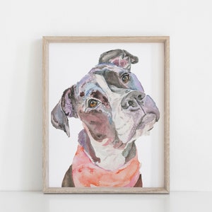 Pitbull Watercolor Print, Pit Bull Watercolor Print,  Pit Bull Giclée Dog Print, Pit Bull Wall Art, Pit Bull Gift, Dog Lover Gift