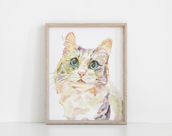 Persian Angora Cat Watercolor Print, Persian Giclée Cat Print, Angora Cat Wall Art, Angora Cat Illustration, Persian Angora Cat Art Print