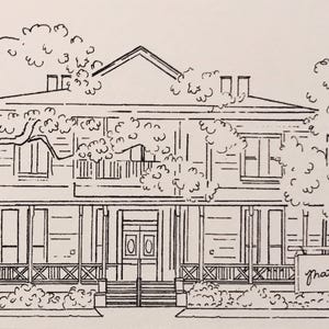 Custom Home Portrait, House Drawing, Personalized Home Illustration, Ink Home Sketch, Family Home Drawing, Housewarming Gift image 6