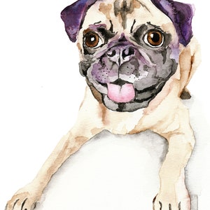 Pug Watercolor Print, Pug Dog Print, Pug Wall Art, Pug Illustration, Pug Art Print, Pug Gift, Pug Portrait Print, Dog Lover Gift